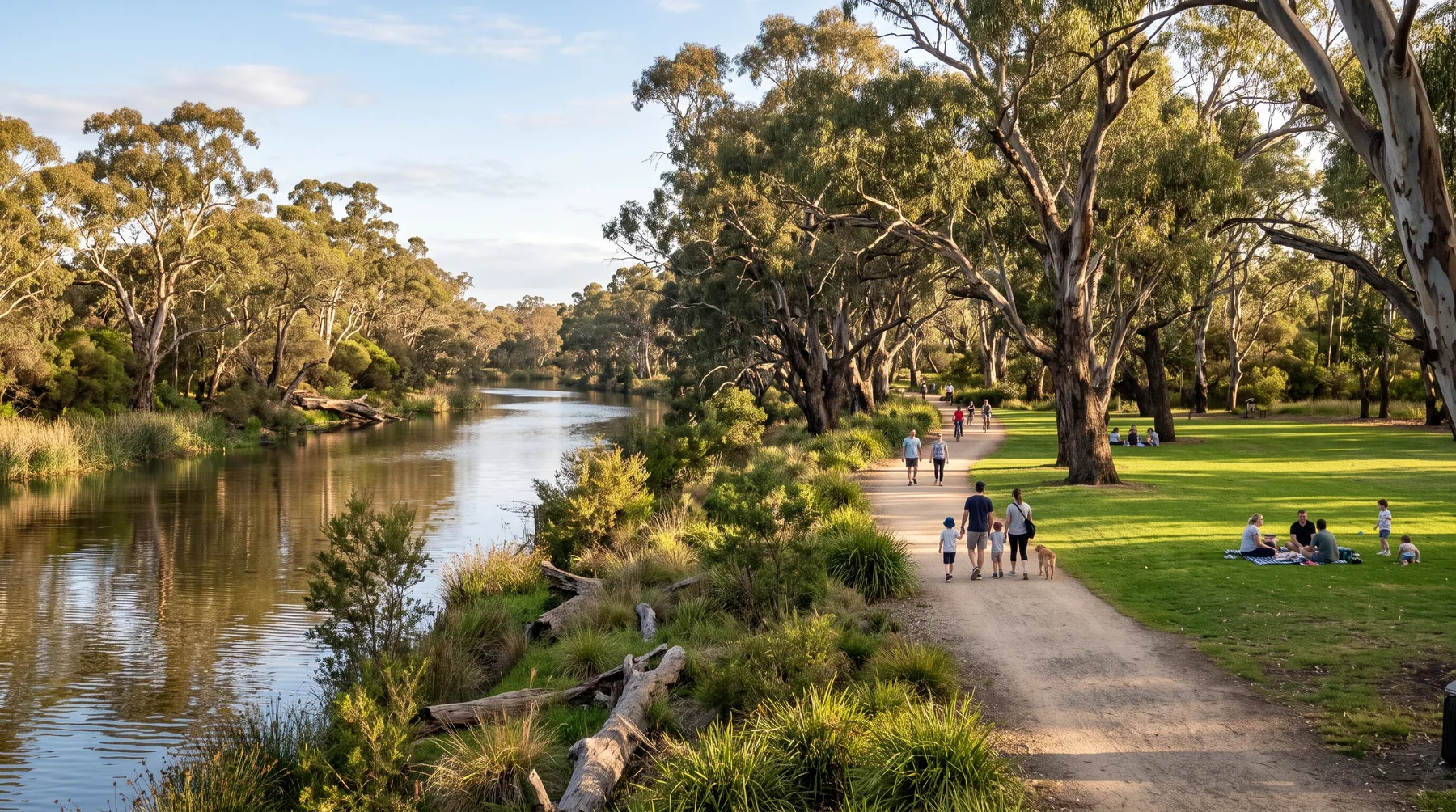 Indicative parkland and creek corridor through the precinct